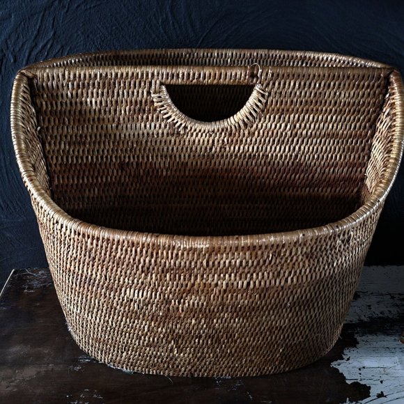 Vintage Rattan Newspaper Holder, Rattan Magazine Basket - Picture 1 of 10